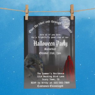 Scenary Werewolf Red Riding hood Halloween Party Kaart
