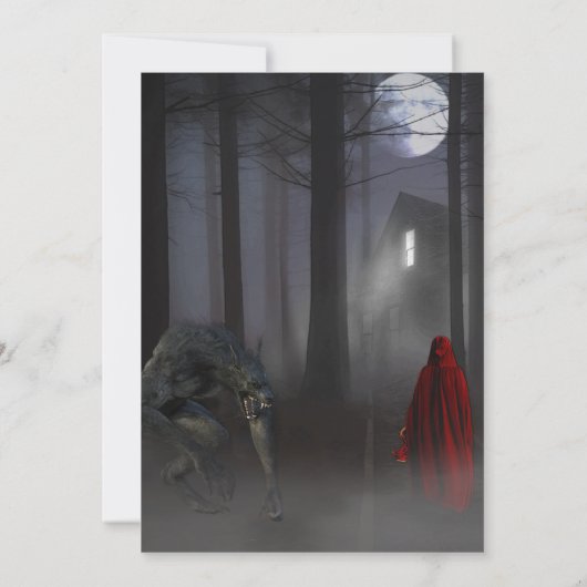 Scenary Werewolf Red Riding hood Halloween Party Kaart (Achterkant)