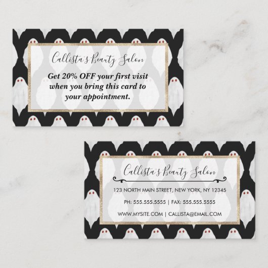 Scenary White Halloween Waterverf Pattern Kortingskaartje (Voorkant / Achterkant)