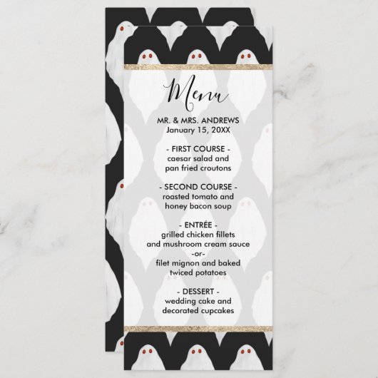 Scenary White Halloween Waterverf Pattern Menu (Voorkant / Achterkant)