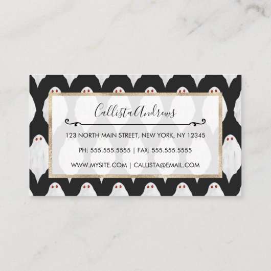 Scenary White Halloween Waterverf Pattern Visitekaartje (Achterkant)