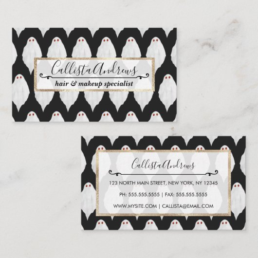 Scenary White Halloween Waterverf Pattern Visitekaartje (Voorkant / Achterkant)