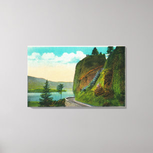 Scene bij Shepperd's Dell op Columbia River Canvas Afdruk