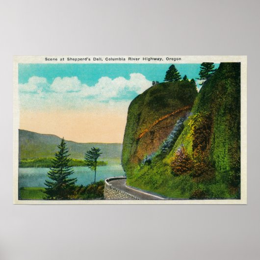 Scene bij Shepperd's Dell op Columbia River Poster (Voorkant)