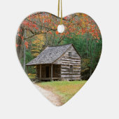 Scene Historic Log Cabin in Smoky Keramisch Ornament (Rechts)