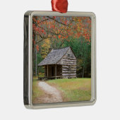Scene Historic Log Cabin in Smoky Metalen Ornament (Rechts)