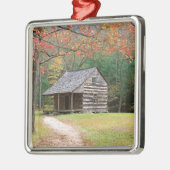 Scene Historic Log Cabin in Smoky Metalen Ornament (Links)