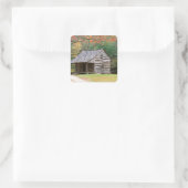 Scene Historic Log Cabin in Smoky Vierkante Sticker (Tas)