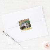 Scene Historic Log Cabin in Smoky Vierkante Sticker (Envelop)