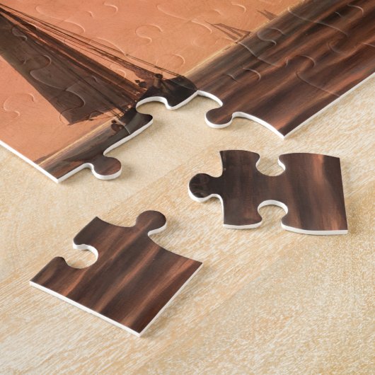 Scène in de Noordzee met scheepspuzzel Legpuzzel (Zijkant)