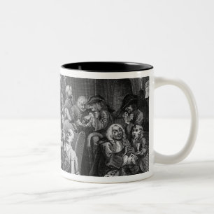 Scène in een gaminghuis tweekleurige koffiemok