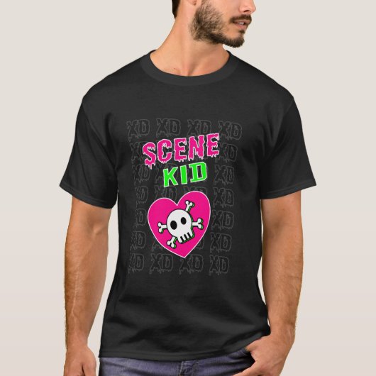 Scene Jongere Neon Schedel XD T-shirt (Voorkant)
