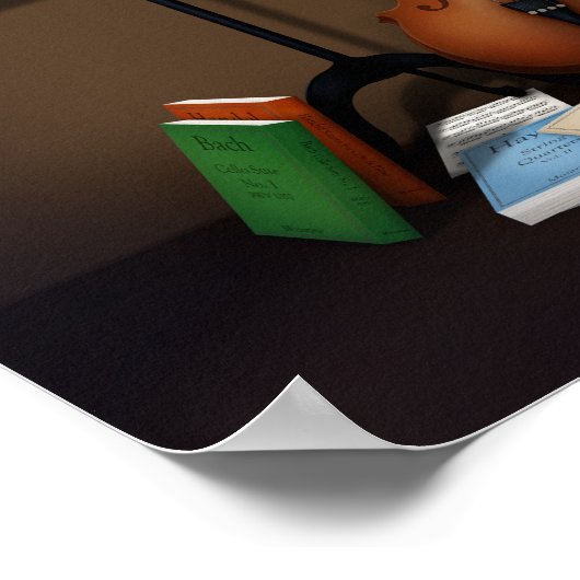 Scène met cello en muziekstandaard poster (Hoek)