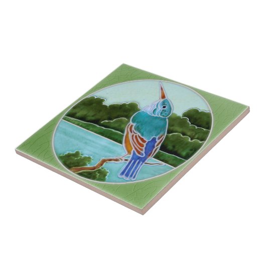 Scene met Kingfisher c1900 T+R Boote Antiek Repro Tegeltje (Zijkant)