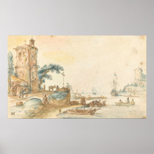 Scène met Toren - Hendrick Avercamp Fijne Kunst Po Poster