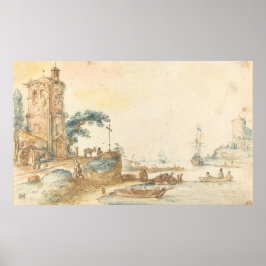 Scene met tower - Hendrick Avercamp Fine Art Poste Poster
