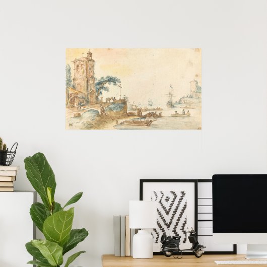 Scene met tower - Hendrick Avercamp Fine Art Poste Poster (Thuiskantoor)
