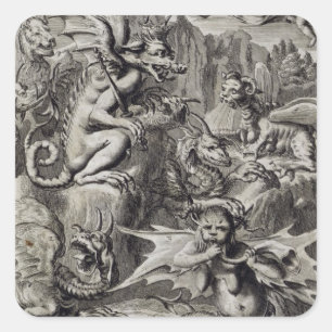 Scene of Hell, illustratie uit boek 1 Deel 3 Cha Vierkante Sticker