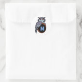Scène Owl Monogram Ronde Sticker (Tas)