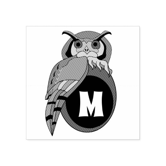 Scène Owl Monogram Rubberstempel (Afrduk)