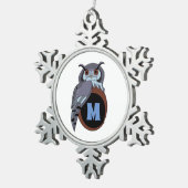 Scène Owl Monogram Tin Sneeuwvlok Ornament (Rechts)