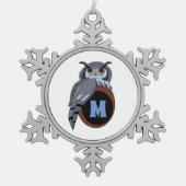 Scène Owl Monogram Tin Sneeuwvlok Ornament (Voorkant)