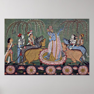 Scene Râgmâlâ-serie: Krishna met zijn fluit in Poster