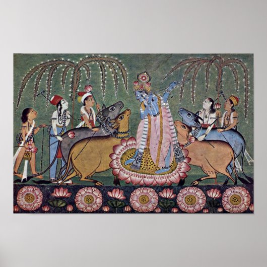 Scene Râgmâlâ-serie: Krishna met zijn fluit in Poster (Voorkant)