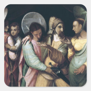 Scene uit de Commedia dell'Arte, c.1765 Vierkante Sticker