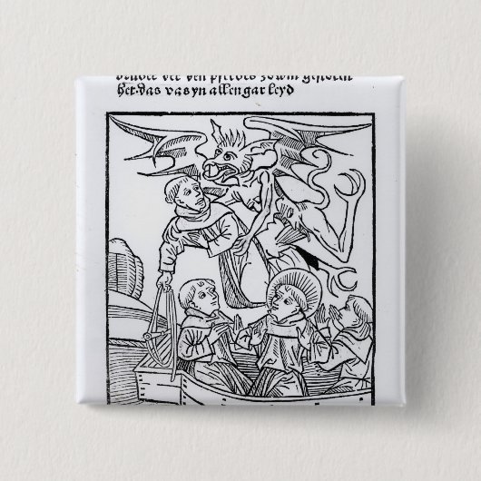 Scène uit de "Navigatie van St. Brendan" Vierkante Button 5,1 Cm (Voorkant)