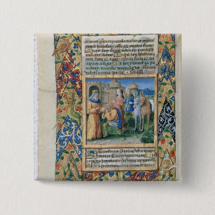Scene uit de "Uren van Louis d'Orleans" Vierkante Button 5,1 Cm
