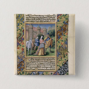 Scene uit de "Uren van Louis d'Orleans" Vierkante Button 5,1 Cm