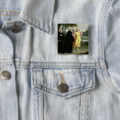 Scene uit het leven van St. Benedict Vierkante Button 5,1 Cm (In situ)