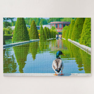 Scene uit het park Keukenhof met eend, Nederland Legpuzzel