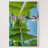 Scene uit het park Keukenhof met eend, Nederland Legpuzzel (Verticaal)