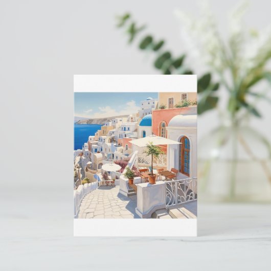 Scène uit Santorini Griekenland Briefkaart (Staand voorkant)