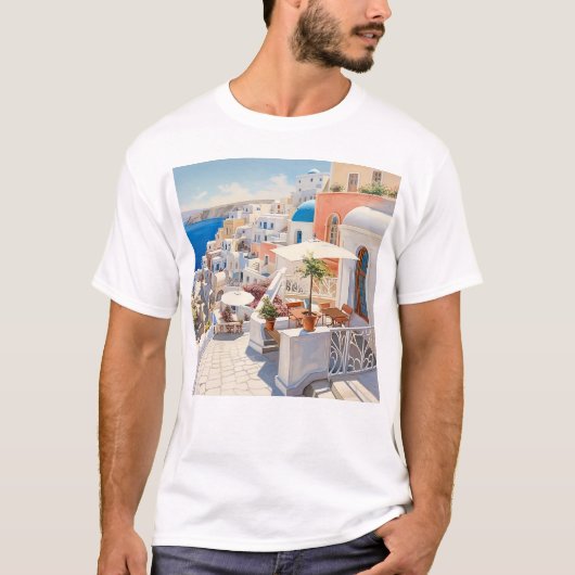Scène uit Santorini Griekenland T-shirt (Voorkant)