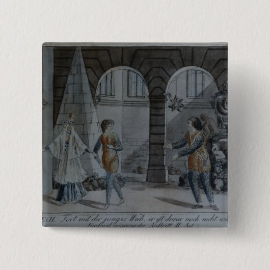 Scène uit 'The Magic Flute' Vierkante Button 5,1 Cm (Voorkant)