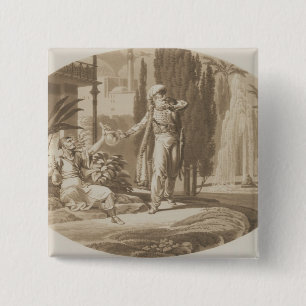 Scène uit 'The Marriage of Figaro' Vierkante Button 5,1 Cm