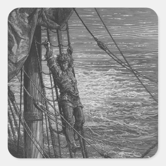 Scene uit 'The Rime of the Ancient Mariner' Vierkante Sticker (Voorkant)
