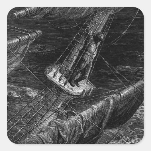 Scene uit 'The Rime of the Ancient Mariner' Vierkante Sticker (Voorkant)
