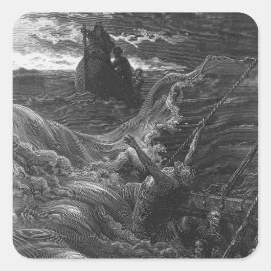 Scene uit 'The Rime of the Ancient Mariner' Vierkante Sticker (Voorkant)