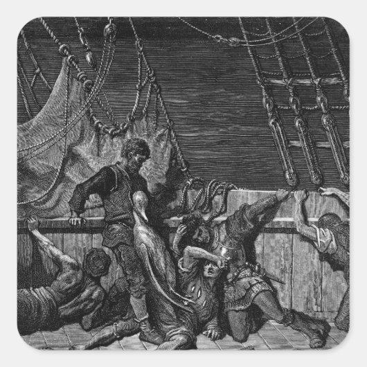 Scene uit 'The Rime of the Ancient Mariner' Vierkante Sticker (Voorkant)
