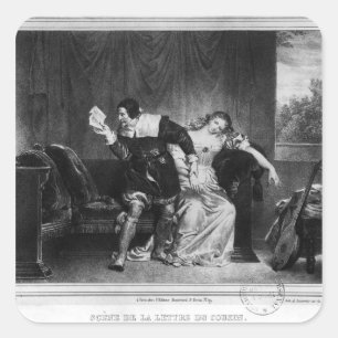 Scène van de brief van de neef vierkante sticker