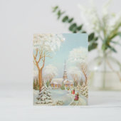 Scene van de kerstwinterkerk van Vintage Feestdagenkaart (Staand voorkant)