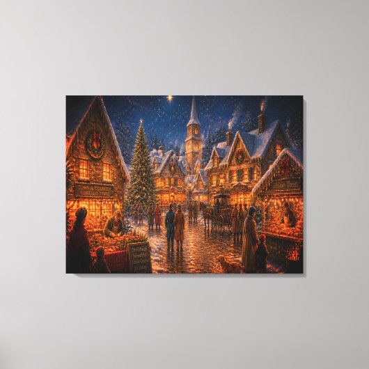 Scène van de ouderwetse kerstdagen van vroeger canvas afdruk (Voorkant)