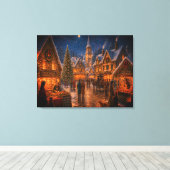 Scène van de ouderwetse kerstdagen van vroeger canvas afdruk (Insitu (Houten vloer))
