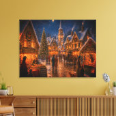Scène van de ouderwetse kerstdagen van vroeger canvas afdruk (Insitu (Woonkamer))