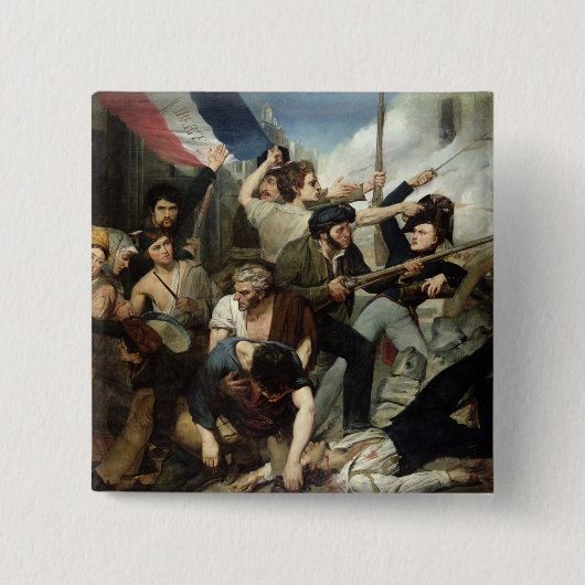 Scène van de Revolutie van 1830 Vierkante Button 5,1 Cm (Voorkant)