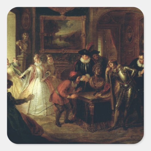 Scene van "Don Quixote de la Mancha" Vierkante Sticker (Voorkant)